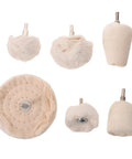 Get This Awesome Lurrosse 6 Pack Buffing Wheel Set For Your Drill With 1/4 Inch Shank And Soft Cloth Pad For Serious Metal Polishing And Fast Shiny Results. Set of six white buffing wheels for drill with various shapes.