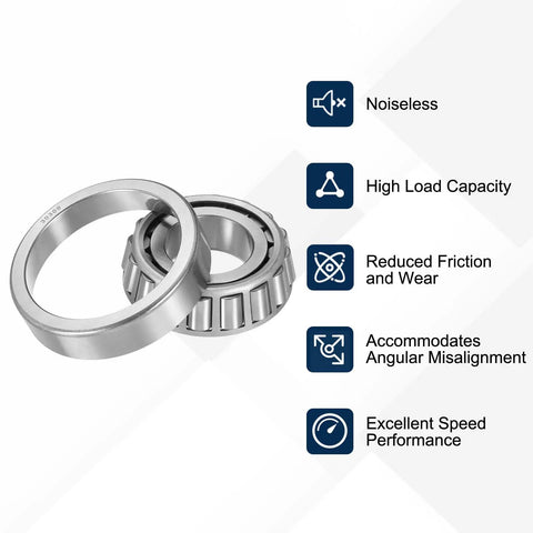 Beefed Up Tapered Roller Bearing Cone And Cup Set With 40mm Bore And 90mm Outer Diameter And 25.5mm Thick Chrome Steel ABEC 3 shown with features