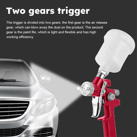 Heavy Duty Air Spray Gun With A Snazzy 600Cc Cup And Precise 1.5Mm Tip showcasing two gear trigger for adjustable spray.