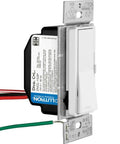 Smooth Flicker Free Led Dimmer Switch With Matching Almond Wallplate Included For Hassle Free Single Pole Or Three Way Wiring Setup Rated Up To One Fifty Watts For Top Notch Room Lighting, view of wiring and design.