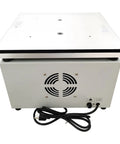 MP-3000E 110V 1200W Heavy-Duty Vertical Vibration Test Bench With 30kg Load, 1-200Hz Adjustable, Microcomputer Control, Designed For Electronics, Automotive, And Home Appliance Testing. White metal unit with power cord