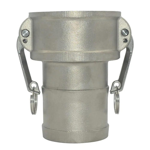 316 Stainless Steel Hose Barb Fitting 3 Inch Camlock Trash Pump Adapter Female For Industrial Pumps, Beefy Camlock Groove Connector, Heavy Duty Stainless Hardware, Temperature Range From Minus 150 Fahrenheit To 500 Fahrenheit, 250 PSI Max. front view