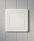 No Drill ABS Access Panel For Drywall Peel Stick Ceiling Pipe Cover Hides Nasty Pipes Dustproof Drop In Inspection Hatch on gray tiles.
