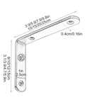 Top Tier Heavy Duty L Shaped Corner Brackets For Shelving Set Of 2 Black Metal Wall Mounts dimensions sketch for installation.