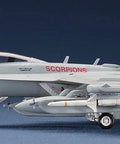 US Navy EA-18G Growler Electronic Warfare Fighter Model Kit In 1/72 Scale For Builders Dope Hasegawa Plastic Kit With Realistic Exterior Details Requires Cement And Paint Sold Separately side view