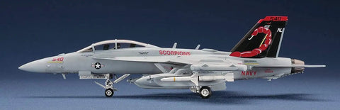 US Navy EA-18G Growler Electronic Warfare Fighter Model Kit In 1/72 Scale For Builders Dope Hasegawa Plastic Kit With Realistic Exterior Details Requires Cement And Paint Sold Separately side view