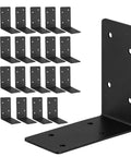 20-pack black metal L-brackets, 4x4x2 inches, heavy-duty 2mm steel for wood furniture and shelves
