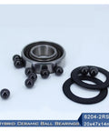Top Quality 6204 Hybrid Ceramic Bearing 20x47x14mm Sealed Deep Groove Design showing bearing, ceramic balls, and seals.