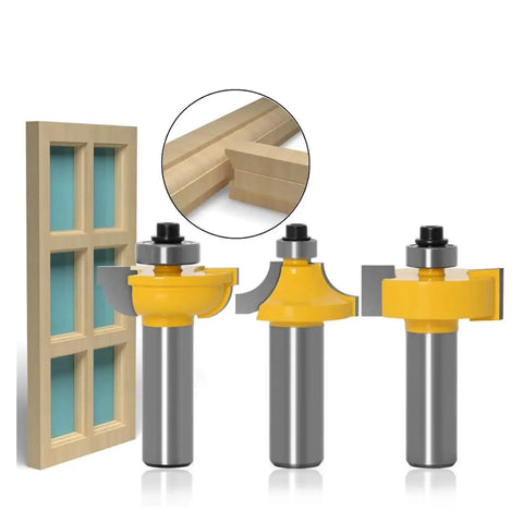 Awesome 3PC Router Bit Set For Beading And Round Over Profiles With Tv Cutter, three high-speed steel router bits.