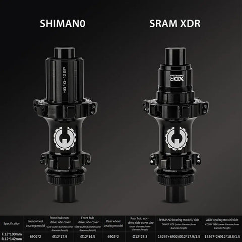 Shimano and SRAM XDR hubs for Gravel Carbon Wheelset With Ceramic Bearings And Disc Brakes For Cyclocross 700C.