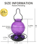 Purple Outdoor Hummingbird Feeder With Perch And Five Flower Feeding Ports 23 Oz Nectar Feeder for Backyard Garden
