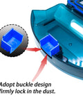 Big Capacity Dust Bin Box Replacement For RoboVac Series Vacuum Cleaners Compatible With 11S 12 15C 15T 25C 30 30C 35C Ultra Easy Install Scrape Free Emptying Durable High Volume Dustbin Part showing blue buckle design