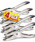 Heavy Duty All Metal One Quarter Inch Single Hole Punch Handheld Punch For Paper And Crafts Eight Sheet Capacity Portable Desk Tool Four Pack Set
