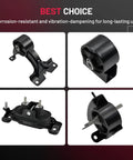 Heavy Duty Engine And Transmission Mounts Fit Chrysler Town And Country Dodge Grand Caravan Ram CV And VW Routan 3.6 Liter V6 set shown from various angles.