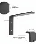 Sturdy L Shaped Wall Mount Bracket For Floating Shelves And Desks, Black Cold Rolled Steel, showing durable finish and precision-engineered corner