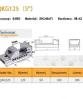 High Precision Machine Vise With Lightning Fast Jaw Adjustment That Is Gonna Crush Every Milling Grinding And Edm Challenge You Throw At It Today On Your Garage Or Workshop Setup, 5-inch size, 20CrMnTi material, detailed dimensions.