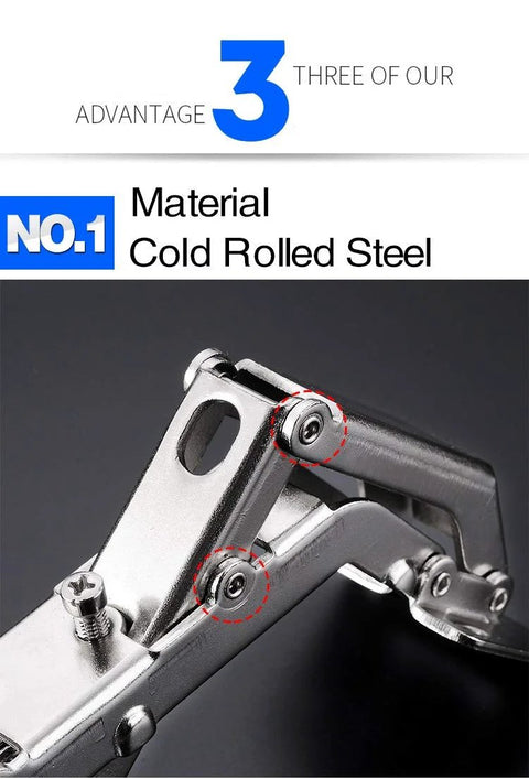Close-up of 170 Degree Frameless Cabinet Door Hinges With Hidden Hydraulic Soft Closing And Adjustable Mounting Stainless Steel