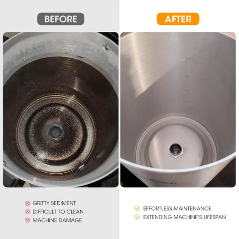 Before and after using Extra Large Percolator Coffee Filters, 100 Count, Pre-Punched Holes For Even Brew And Faster Extraction