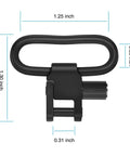 Rock Hard Rifle Sling Swivels 1.25 Inch QD Two Point Mount crafted from aircraft aluminum and steel, matte black finish, close-up view.