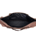 Open view of Built To Rock 48 Inch Drum Hardware Battle Bag Vintage Water Resistant Duffle with spacious interior.