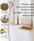 Durable Cast Aluminum Floor Register 4x10 Inlet With Walkable Surface Adjustable Louvers 6x12 Faceplate Gold Finish Vent Cover in room