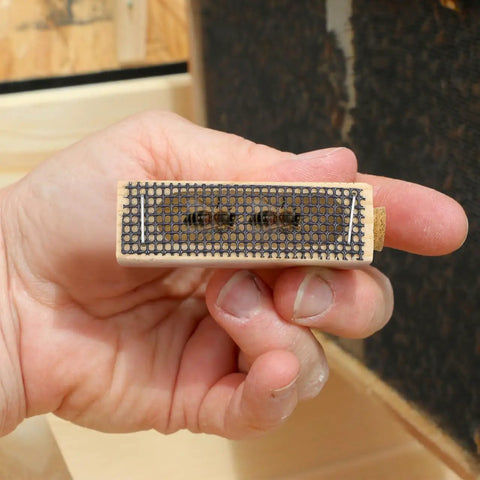 Beekeeping Tool 5 Pack Wooden Cage Queen Cage Beehive Accessory Set With Ventilated Mesh Design shown in a hand