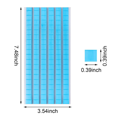 Blue Poster Putty Adhesive Reusable And Removable Sticky Tack For Wall Art And Photos 120 Pre Cut Squares, dimensions shown
