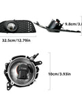 Fog Lights For 2008 2015 Mitsubishi Lancer Front Bumper Clear Lens H11 12V 35W Halogen Bulbs dimensions and back view.