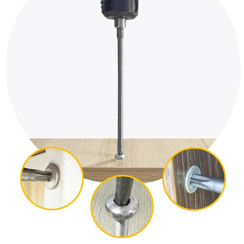 Top Drawer S2 Steel T25 Torx Screwdriver Bit Set, Built Like A Tank With Quick Release Slot, Magnetic Tamper Proof Stars And 1/4 Hex Shank For Standard Drills And Impact Drivers, T25 torx bit in use on a screw