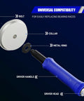 Bearing Race And Seal Driver Kit 12 Piece Universal Wheel Bearing Installer Tool, showing blue ergonomic handle and driver components.