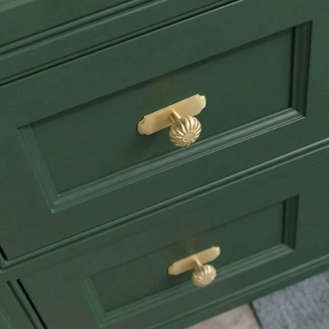 Solid Brass Cabinet Knob With Backplate Brushed Brass Pumpkin Drawer Pull for Kitchen And Bathroom Handles 6 Pack