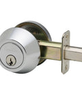 Close-up of Single Cylinder Deadbolt DB2410PS With Polished Stainless Finish Key Lock ANSI Grade 3 Security Brass Cylinder