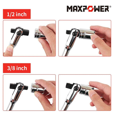 18 Inch Breaker Bar With Dual Half Inch And Three Eighths Drives, Flexible Handle And Swivel Head for versatile tool use