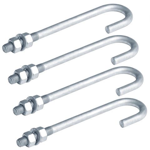 4 Pack J Bolt Anchor Set Five Eighths Inch By Eleven Threads For Concrete Posts Decks And Fences Hot Dip Galvanized Steel