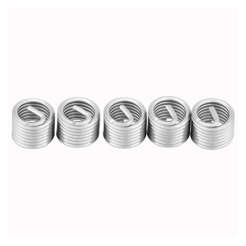 Heavy Duty Stainless Steel Self Tapping Threaded Inserts Kit 250 Pieces M8 threaded inserts shown in a row
