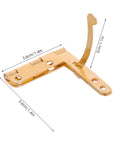 Heavy Duty Bent Corner Hinge Set, 92 Degree 8 Hole Iron Folding Hinges in brass gold, 31x36mm, quadrant shown at angle
