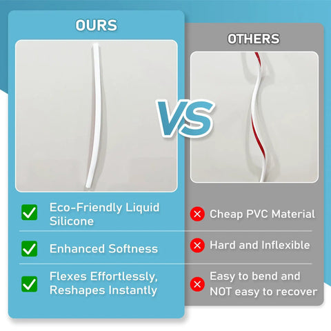 Comparison of 78 Inch Self Adhesive Silicone Cord Cover For Walls Flexible Cable Concealer with others showcasing flexibility.