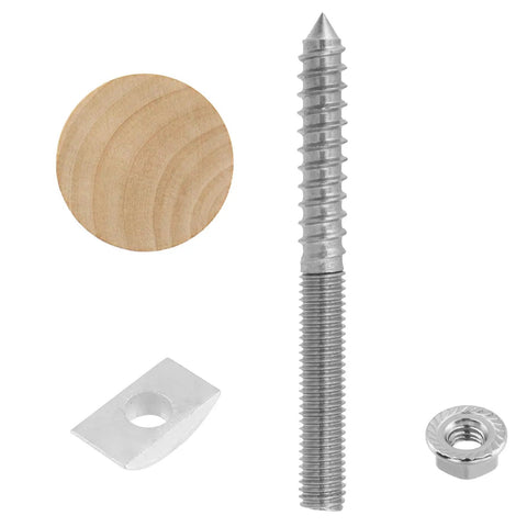 Stair Handrail Bolt Kit With M8 Hardware Pack 40 Piece Stainless Steel Set showing bolt, washer, plug, and nut components.