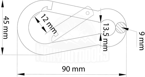 Maky Outdoors heavy-duty carabiner set, 2 pieces, steel with spring latch, 3.5-inch length