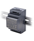 Straight Up Heavy Duty 60 Watt 48 Volt Din Rail Switching Power Supply With Adjustable Output mounted on rail for easy access.