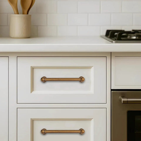 10 Pack 3 Inch Center Antique Brass Cabinet Pulls Rock Solid Heavy Duty Drawer Handles For Kitchen Cabinets Vanities And Dressers Dead Simple Install on white cabinets.