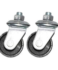 Beefy Industrial Steel Caster Wheels for Auto Shop Equipment, heavy duty swivel casters 16mm diameter, pair shown from front