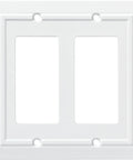 Classic Architecture 2-Gang White Decorator Wall Plate for Light Switches and Outlets, front view of double rocker switch cover.