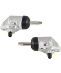 Pair Of Hydraulic Uni-Servo Cylinders For 10 And 12 Inch Marine Trailer Brakes, heavy-duty aluminum cylinders, side view.