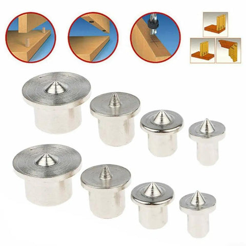 Pro Woodworking Dowel Center Pin Set, 8-Piece, Hollow Chrome Pins In 6mm, 8mm, 10mm, 12mm with alignment guides