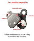Beefy Aluminum Climbing Rope Grab Self Locking Safety Ascender with labeled structural parts for 8-13mm rope.