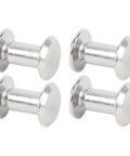 Rivet And Screw Kit 50 Sets M4 Stainless Steel Flat Head Fasteners For Leather Craft DIY Repairs Binding And Decorative Projects 100 Pieces Total Ready For Any Hardware Hack, four silver rivets