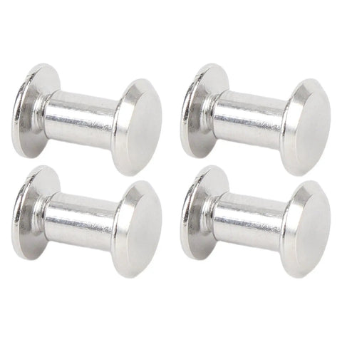 Rivet And Screw Kit 50 Sets M4 Stainless Steel Flat Head Fasteners For Leather Craft DIY Repairs Binding And Decorative Projects 100 Pieces Total Ready For Any Hardware Hack, four silver rivets