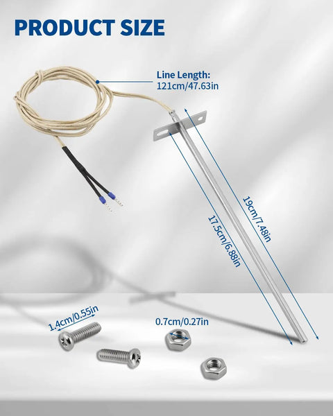 7 Inch RTD Temperature Probe Sensor Replacement For Pellet Grills 304 Stainless Steel With PT1000 Internal Ambient Probe And 47 Inch Cable Compatible With Z Grill And Other Popular Pellet Grills, 47in cable