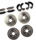 Front And Rear Complete Brake Kit With Ceramic Pads Shoes And Rotors And Drums For Chevy Silverado 1500 And Gmc Sierra 1500 Models 2009 To 2013 including brake pads, rotors, and shoes.